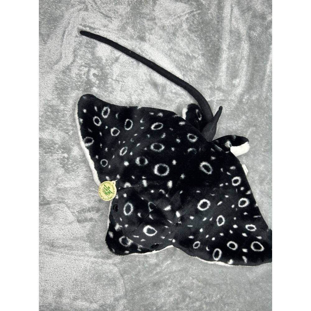 Wild Republic Black White STINGRAY FISH 12" Plush Stuffed Animal‎ 2009 Ocean